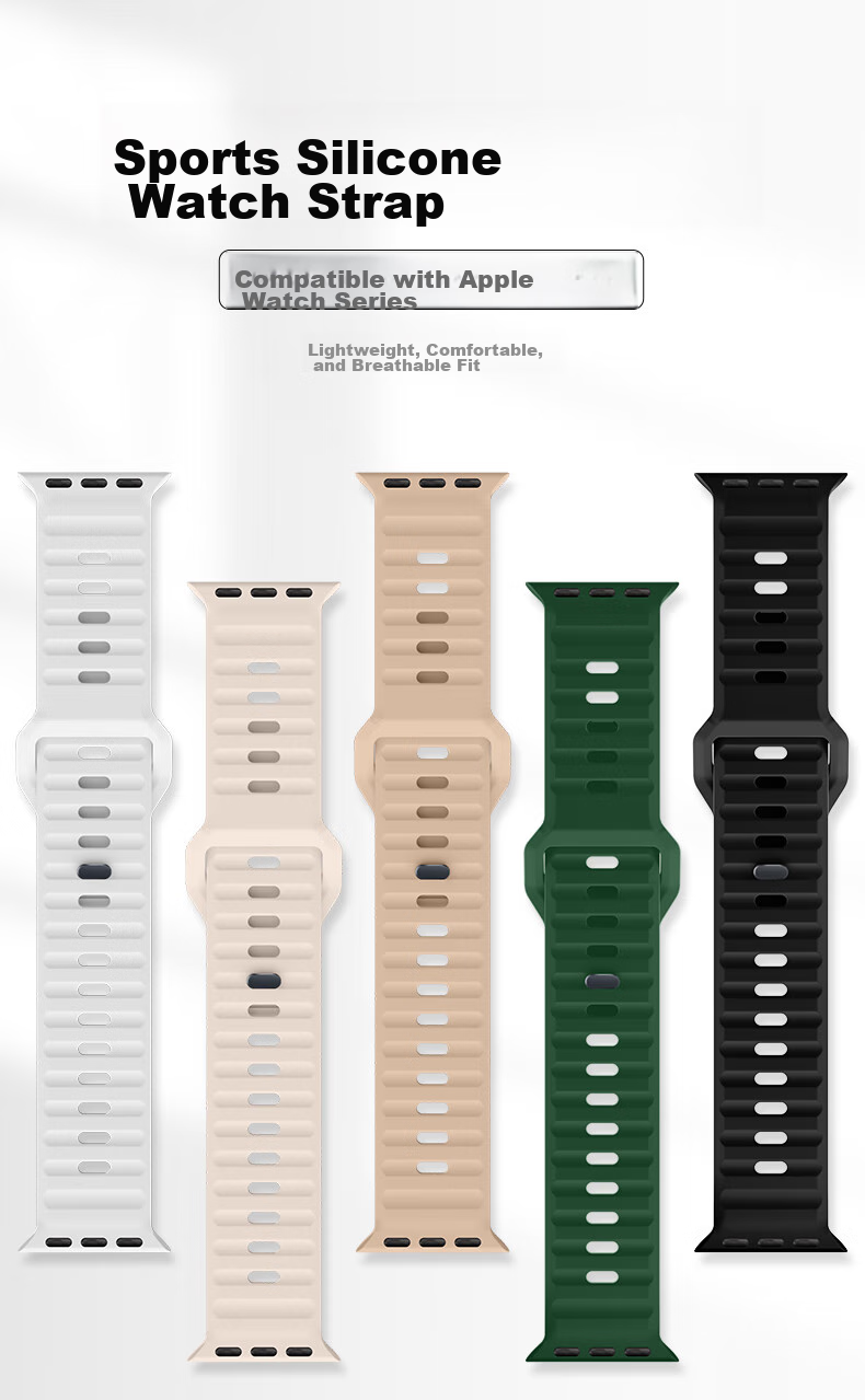 BHO Compatible Apple Watch S12 Band, Apple Watch S11/Ultra4 Stepped Silicone Strap, IWatch S10/9/8/7/SE3/Ultra2 Sports Band 5