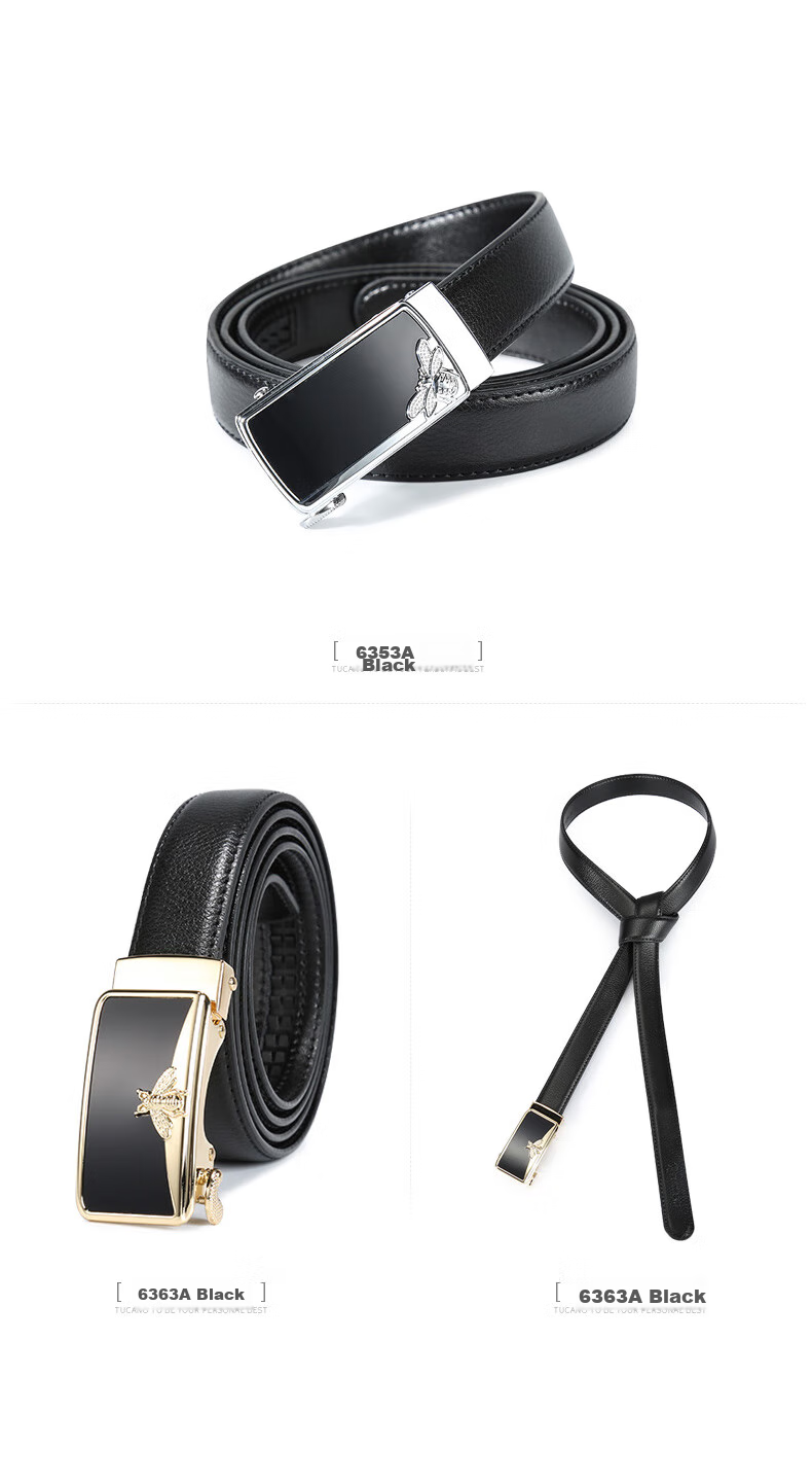 TUCANO Women's Leather Belt, Fashionable Versatile Korean Style Practical Ladies' Waistband with Automatic Buckle, No Drilling Required, Birthday And 520 Gift 16