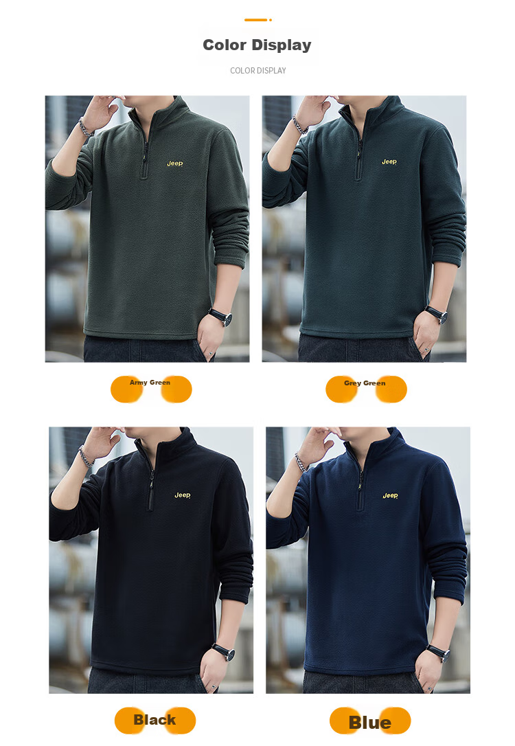 JEEP Men's Sweatshirt, Loose-Fitting Long-Sleeve T-Shirt for Autumn And Winter, Fleece-Lined Thick Casual Clothing, Black, 3XL 8