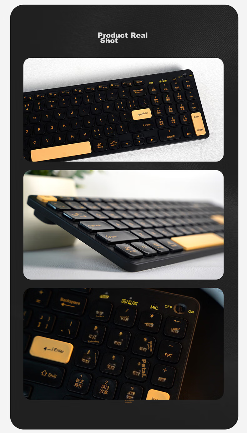 Mimouse KB6AI Smart Keyboard AI Writing PPT Drawing Video Conference Voice Typing Translation Wireless Bluetooth Office Keyboard Black 16