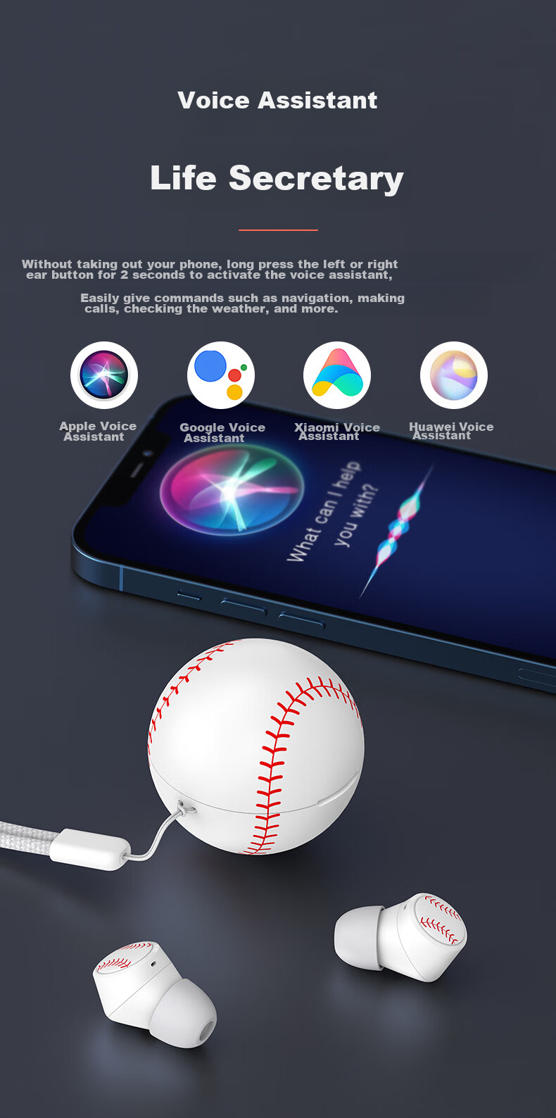 EMEY Bluetooth Headphones, Wireless Bluetooth, Sports Music Gaming Earphones, In-Ear Noise-Cancelling Headphones with Long Battery Life, Compatible with Apple Xiaomi Huawei Phones, T5 Basketball Model 9
