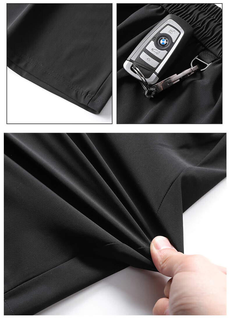 JEEP SPIRIT Men's Shorts, Summer New Style, Ice Silk Five-Point Pants, Loose-Fitting Sports Large Size Beach Shorts, Black, XL 15
