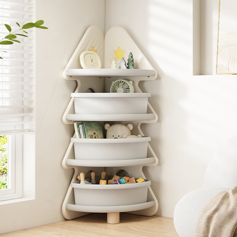 BabyViva Children's Storage Cabinet Corner Bookshelf Kids Room Christmas Tree Toy Picture Book Organizer Multi-Layer Storage Box