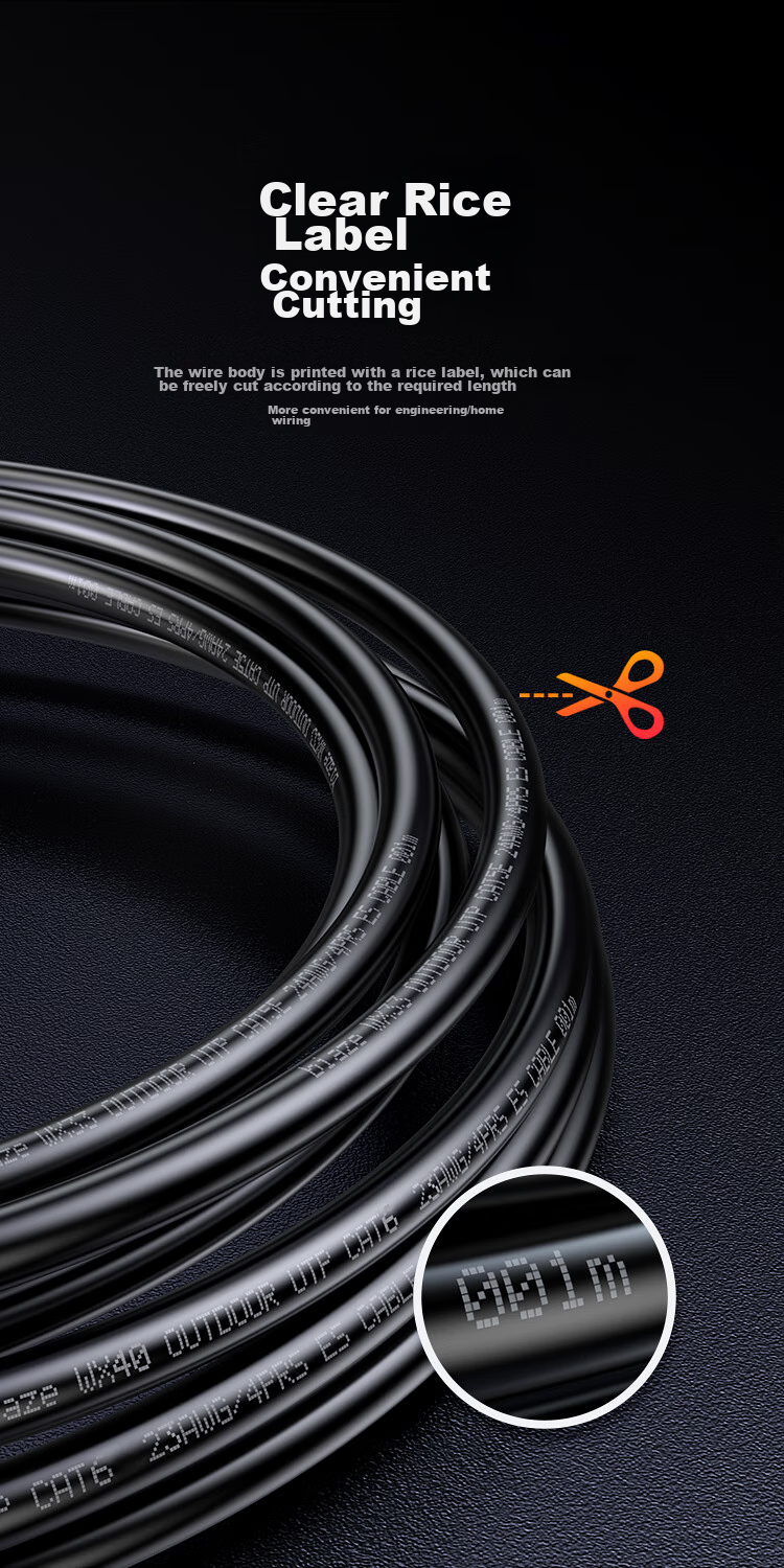 BIAZE Category 6 Gigabit Outdoor Ethernet Cable, Engineering Grade 0.57mm Unshielded Pure Copper Twisted Pair Outdoor Waterproof Sun-Resistant Frost-Proof Snowproof Wear-Resistant Anti-UV Cold-Resistant 305 Meters 10