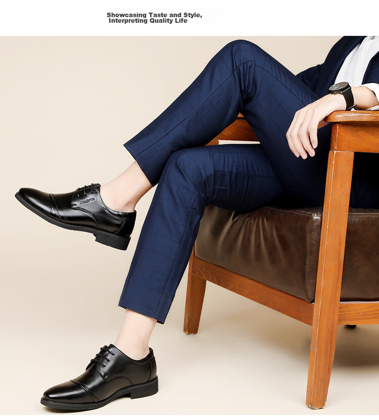 EGCHI Men's Leather Shoes, Business Formal Shoes, Comfortable Low-Top Lace-Up Leather Shoes, J3667, Black, Size 39 20