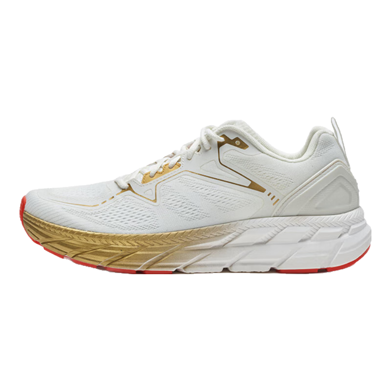 Huwaitegong R11 Shock-Absorbing Running Shoes, Jogging Shoes, Shock-Absorbing Breathable Aerobics Rope Skipping Shoes for Men And Women, Lightweight Sports Shoes, White And Gold, Size 39