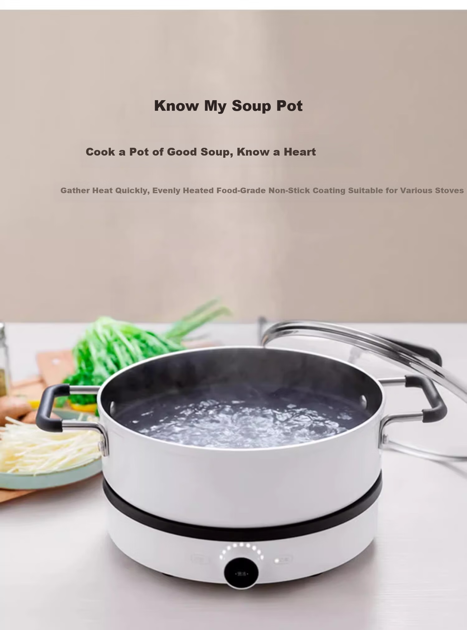 Zhiwu Non-Stick Soup Pot Compatible with Mijia, Stew and Soup Pot for Induction Cooker, Household Steamer Pot and Steaming Basket 1