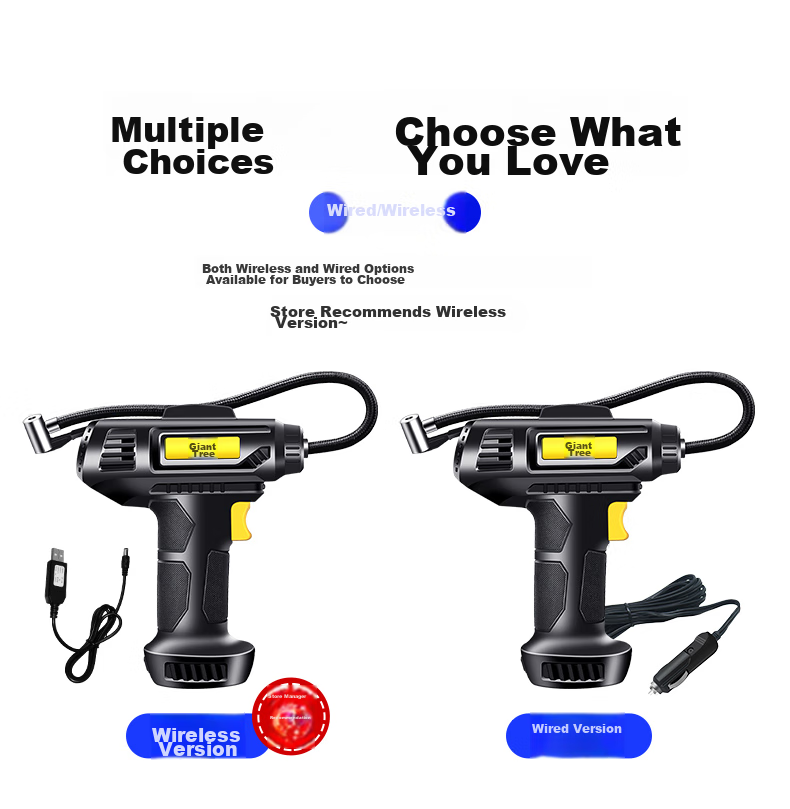 Jumu Car Air Pump, Electric Tire Inflator for Vehicles, Can Measure Tire Pressure, Air Compressor with Pressure Gauge for Sedans 12