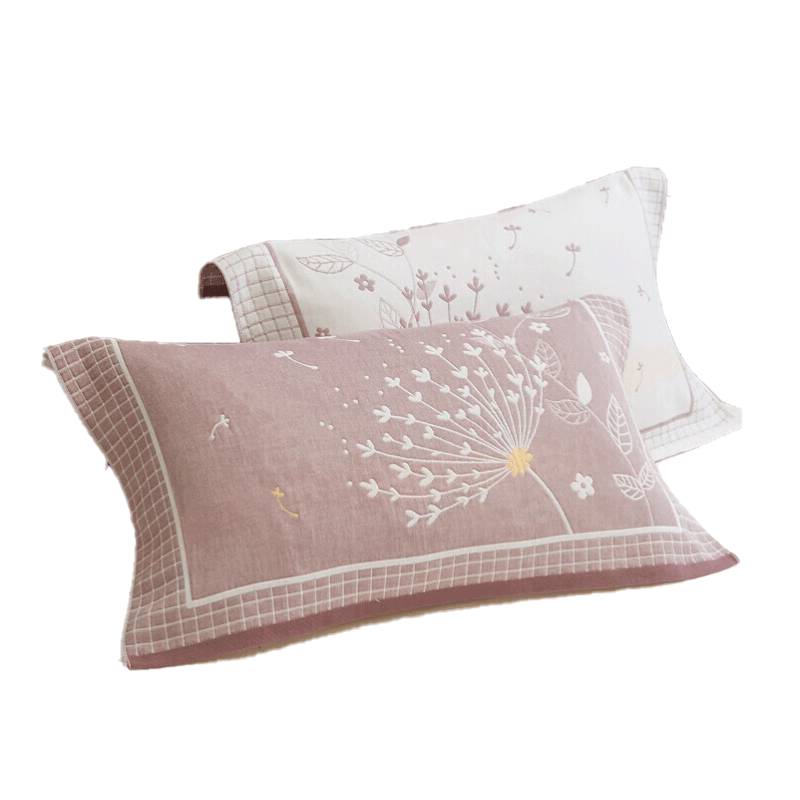 Grace 100% A-Class Xinjiang Cotton 7A Antibacterial Pillowcase, Extra Large And Thick Three-Dimensional Pillow Cover, Dandelion - Bean Paste Color, One Pair
