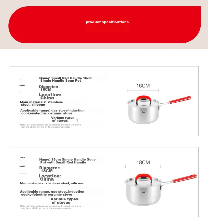 Feishile Small Red Handle Series, 24cm Steel Lid Double-Handle Deep Soup Pot (With Drawer), Stainless Steel Double-Layer Steamer Pot 6