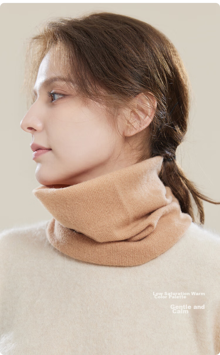 JIUMU Pure Wool Warm Neck Gaiter for Women, Autumn And Winter Thickened Cold-Proof Neck Protector, Women's Neck Warmer, Outdoor Scarf for Winter 6