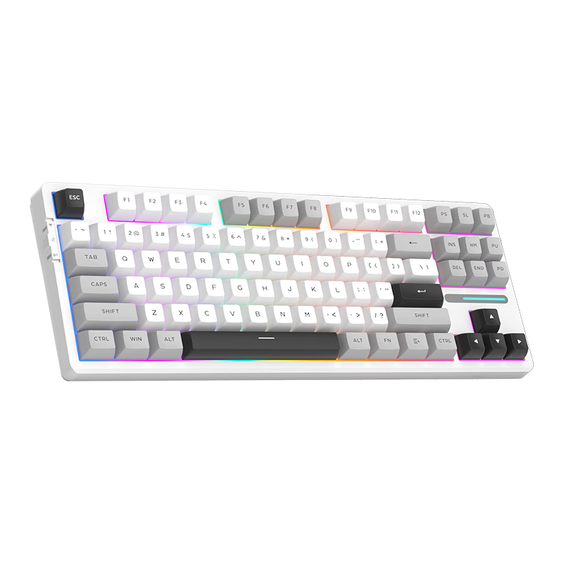 MageGee Light87 Full Hot-Swappable Keyboard, Tri-Mode Bluetooth Wireless Keyboard, Customizable Esports Gaming Keyboard, 8000mAh Large Battery, Starlight White Blue Whale Switches