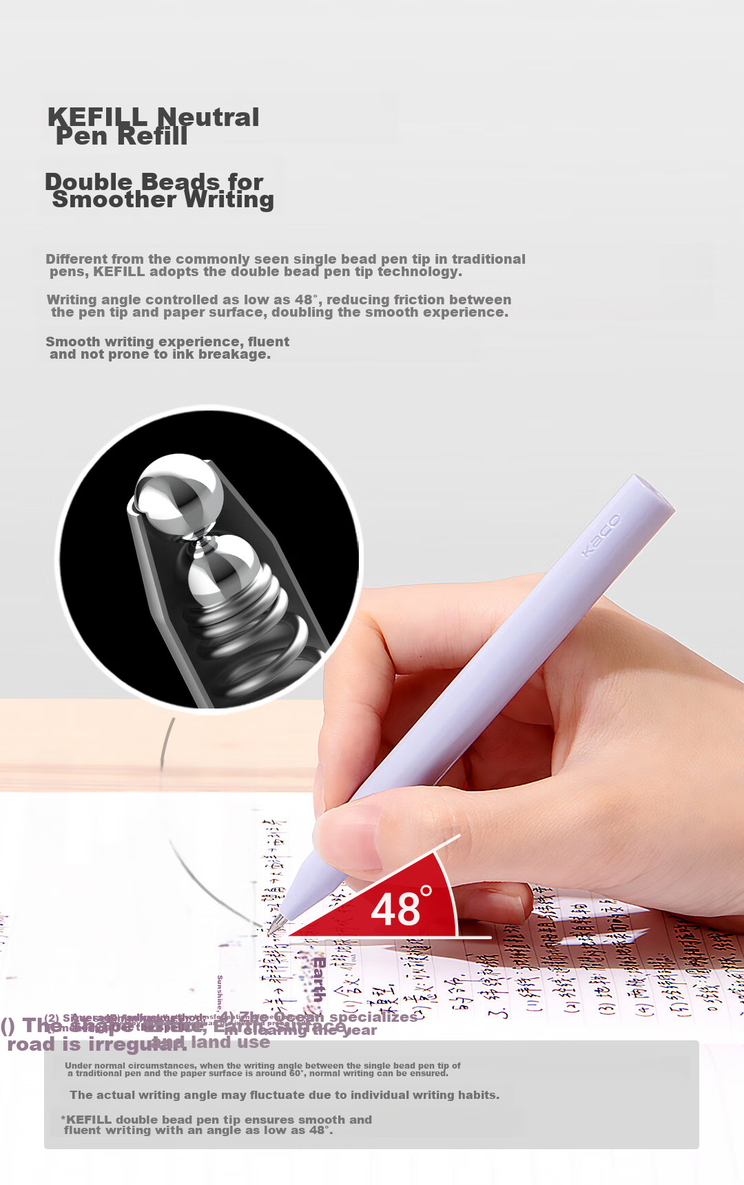 KACO Non-Slip Gel Pen, Stylish Design, 0.5mm Bullet Tip, Black Ink, Signature Pen, Lollipop-Shaped Pen, Don't Forget The Grass Color 6