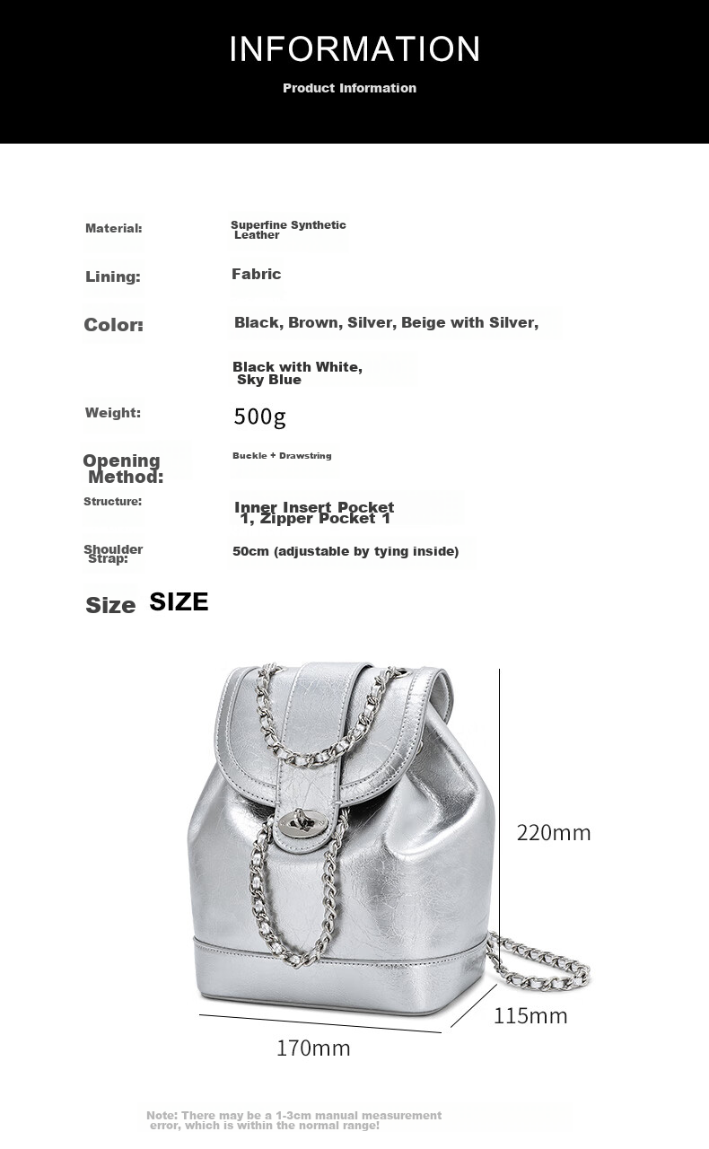 CASSILE Women's Backpack with Chain, Large Capacity Handheld Luxury Backpack, 520 Gift, New Semester Back to School 14