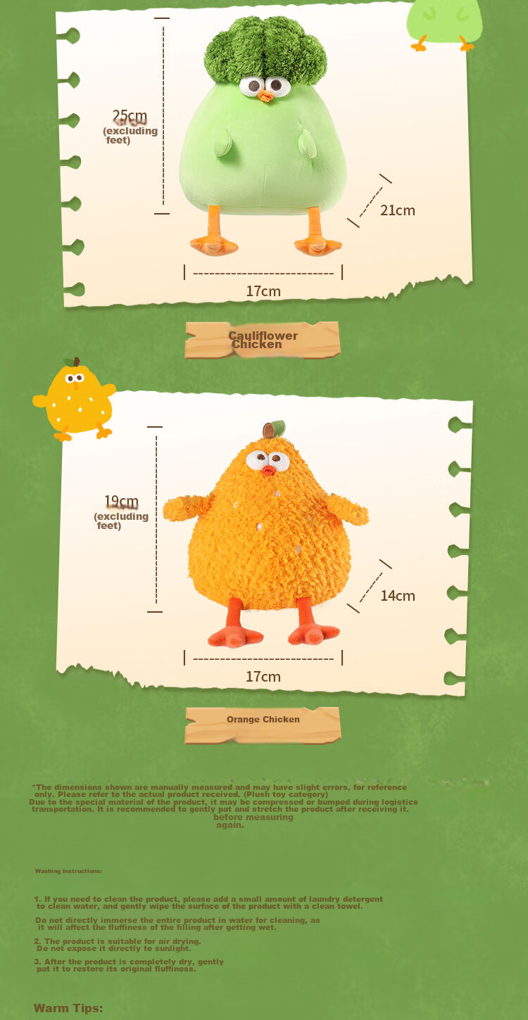 MINISO Duddu Chicken Vegetable Plush Toy Doll Stuffed Animal Pillow Birthday Gift Creative Present for Women, Vegetable Chicke 8