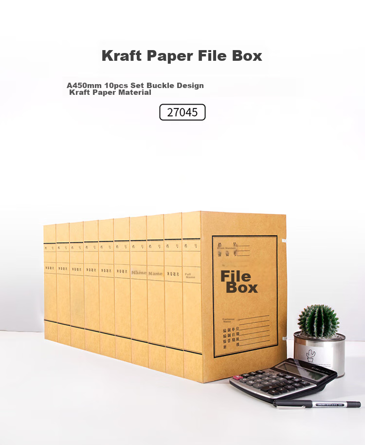 Deli 10 Pieces 50mm Mixed Pulp 250g Kraft Paper File Boxes, Document Boxes, Voucher And Exam Storage, Accounting Supplies, 27045 1