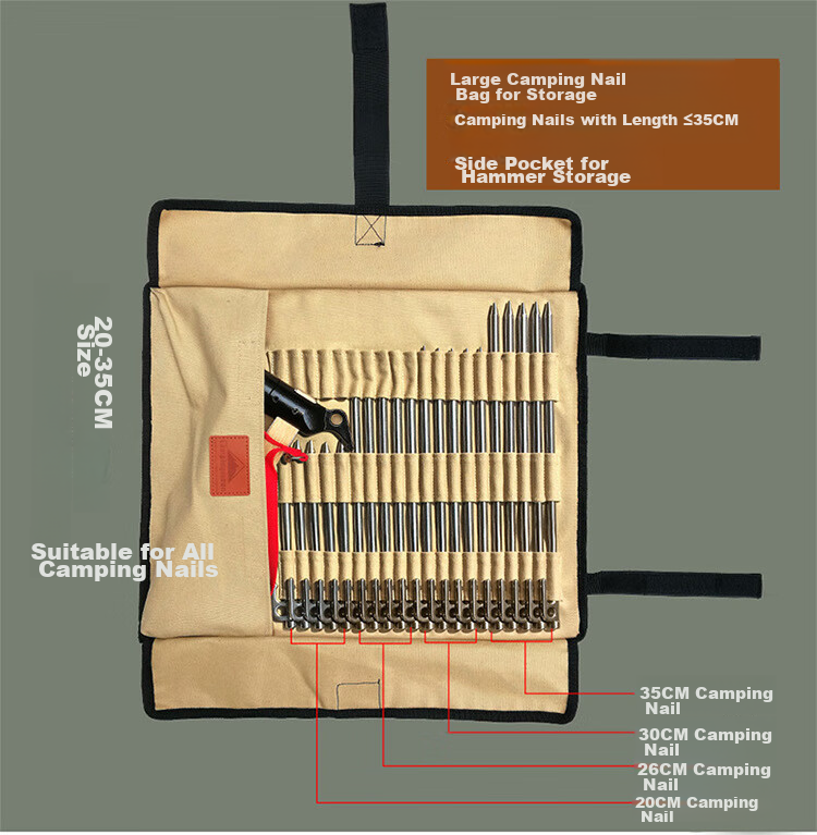 Campingmoon Ground Stake Bag for Tent And Canopy, Thickened Canvas Portable Camping Storage Bag, B-126 Small Ground Stake Bag 8