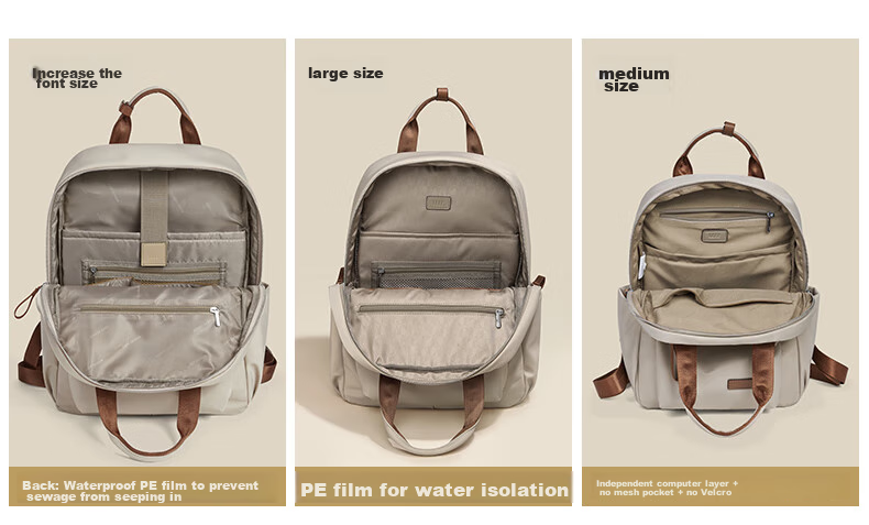 Laifu 14-Inch Laptop Bag, Women's Commuter Backpack, Large Capacity Schoolbag, Travel Backpack 14