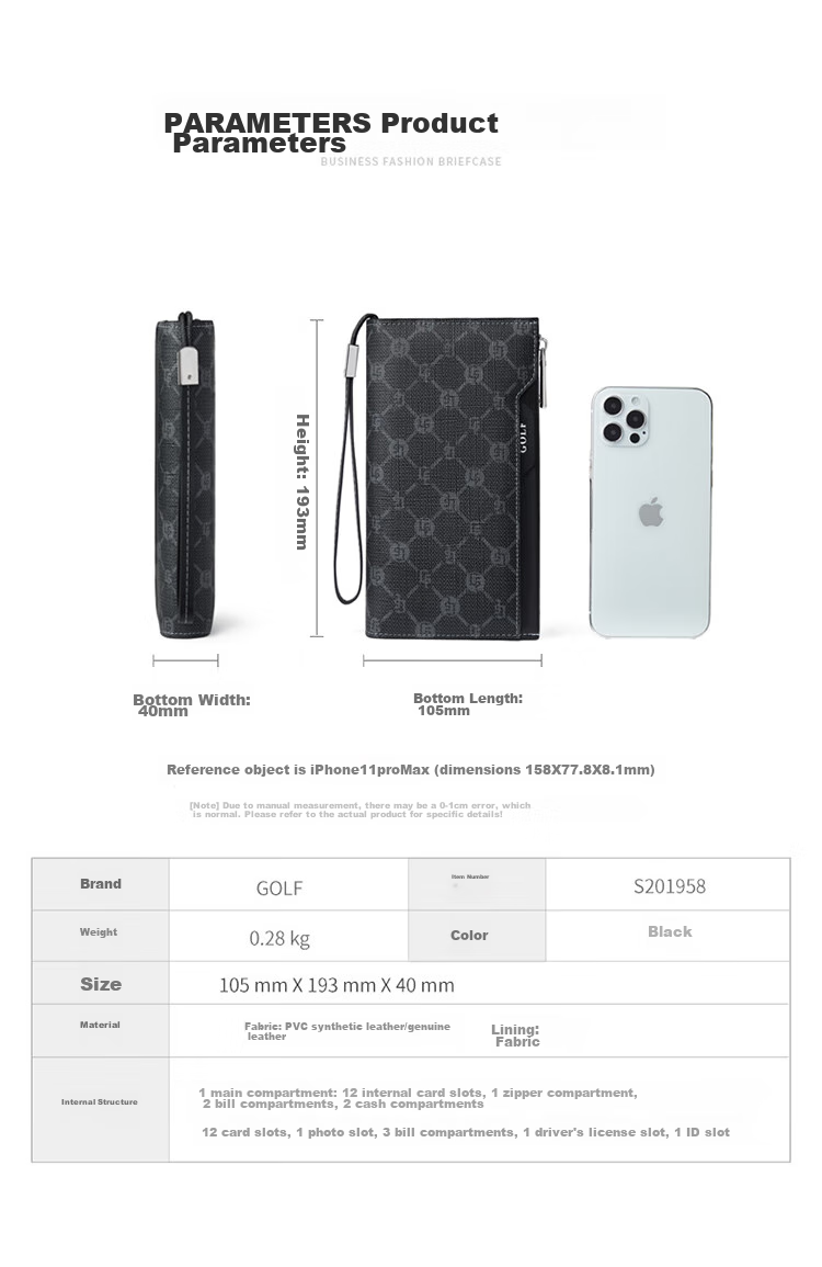 GOLF Men's Multi-Card Holder Clutch, Anti-Theft Wallet, Long Bifold Purse for Men's Driver's License And Cash 13