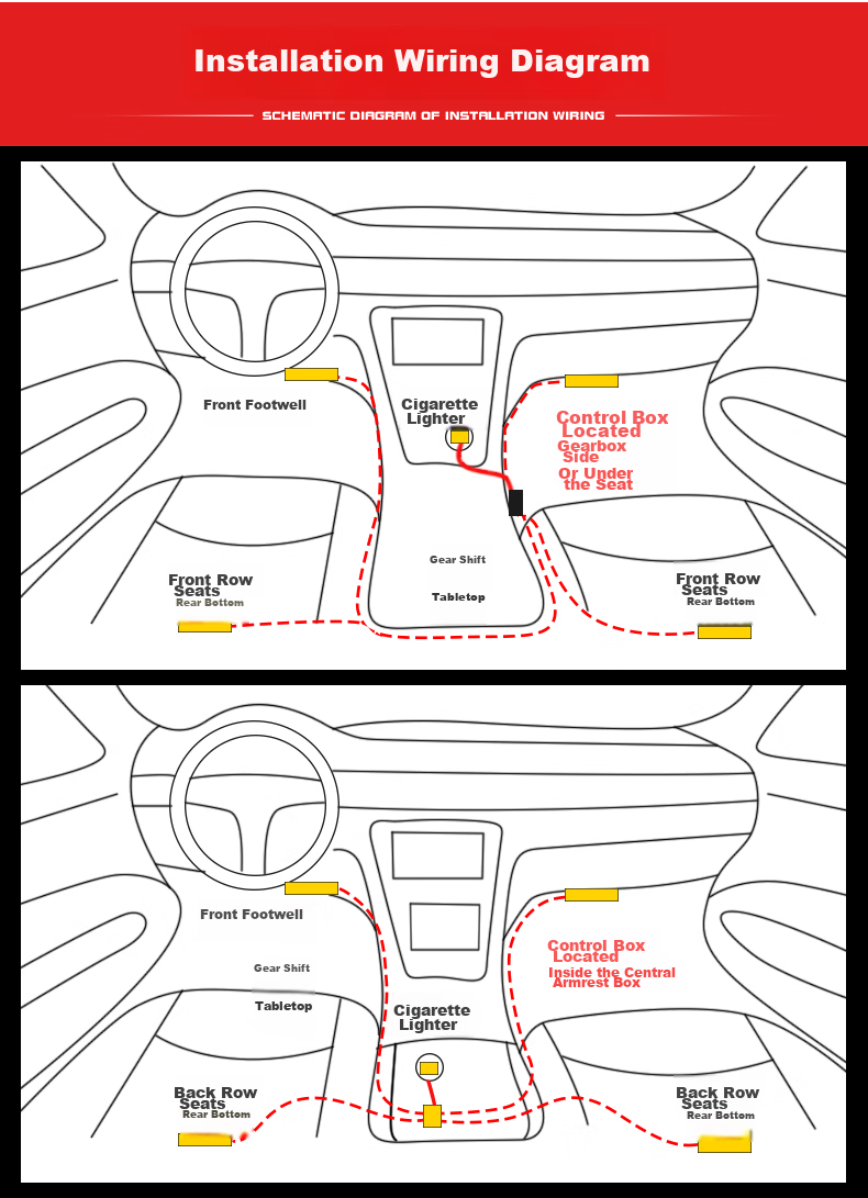 Dijialun Car Ambient Light, Interior Modification, No Wiring Required, Wireless Remote Control, Universal USB Car Atmosphere Light, Footwell Interior Decoration Light, LED Breathing Light, Creative Product, Music Rhythm Light 19