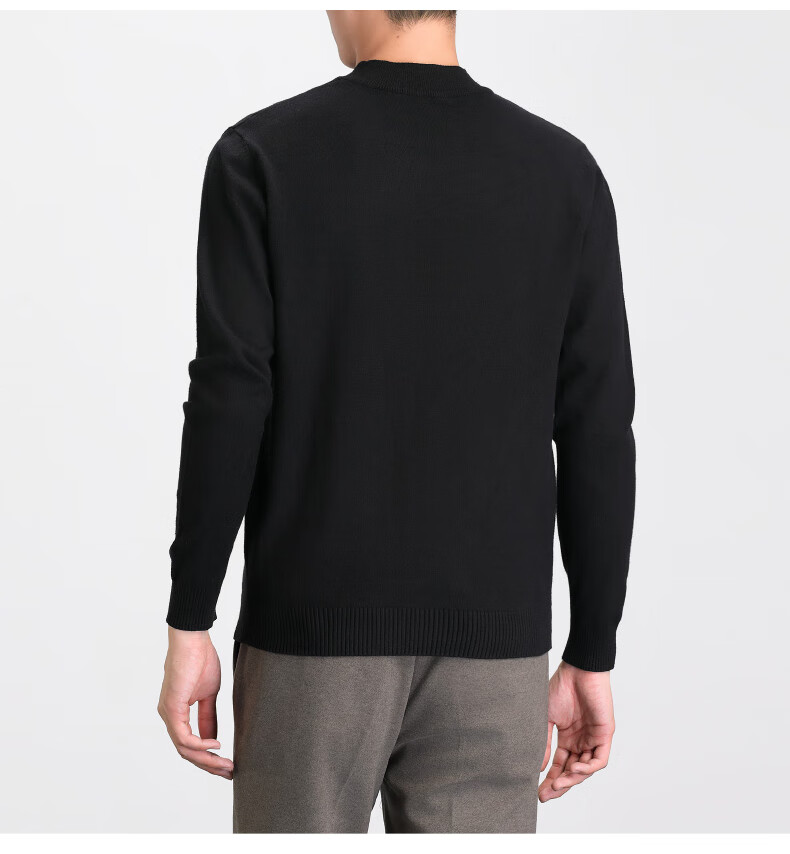 Warrior Men's Winter Sweater Fleece Lined Thickened Warm Half Turtleneck Pullover Knitwear Black 4XL 3