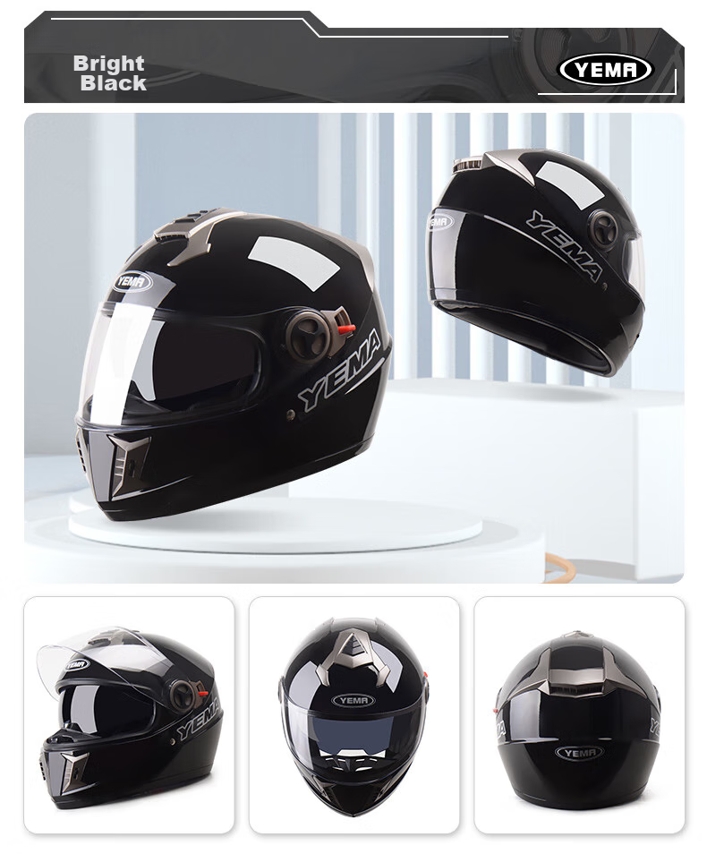YEMA 3C Certified 828S Motorcycle Helmet for Men, Full-Face, Winter Anti-Freeze Warm Dual Visor Motorcycle Safety Helmet, All-Season Universal Size, Matte Black with Anti-Fog Sticker 23