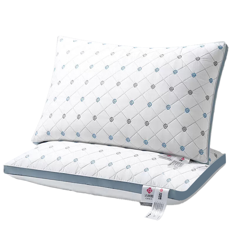 Grace Pillow, Hotel-Grade Feather And Down Pillow Core, Washable Fiber Soft Pillow Core, Set of Two, 48*74cm