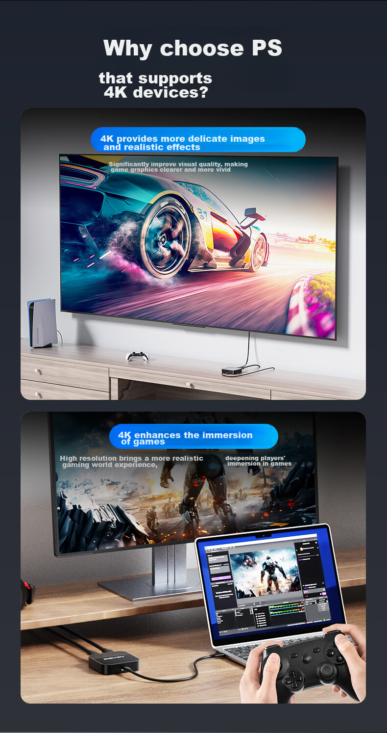 Acasis Video Capture Card, 4K 30Hz Loop-Out Low Latency, Suitable for Sony Canon Cameras, DJI Switch/PS5/NS Computer Games, Live Streaming, Douyin Recording, VC-005 7