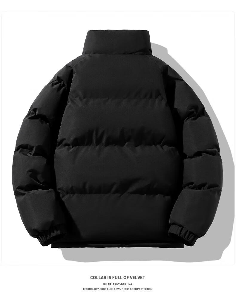 NASA MARVEL Cotton Jacket for Men, Winter Padded Coat, Couple Outfit, Thickened Loose Versatile Casual Coat, Black, Size L 12
