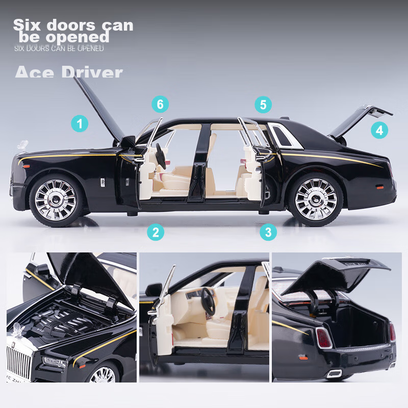 Chiyu Toys, Rolls-Royce Phantom Children's Toy Car Model, Realistic Alloy Car Model, Gift for Boys 4