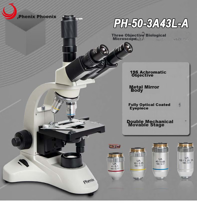 Phenix PH50-3A43L Three-Lens Biological Microscope, Professional Teaching And Experimental, High Magnification, High Definition, for Health Care And Livestock Breeding 1
