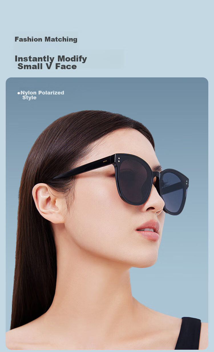 JD Original Classic Large Round Black Frame High-Definition Polarized Sunglasses for Men And Women, UV Protection Eyewear, Glossy Black 6