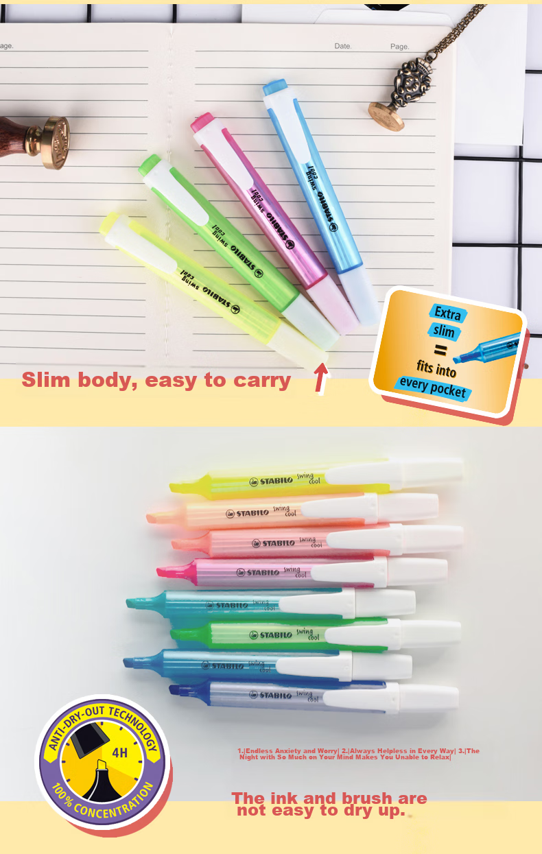STABILO Leiku Highlighter, Candy-Colored Planner Pen, Fresh And Simple Student Office Marker, 275/51 (Turquoise) 6