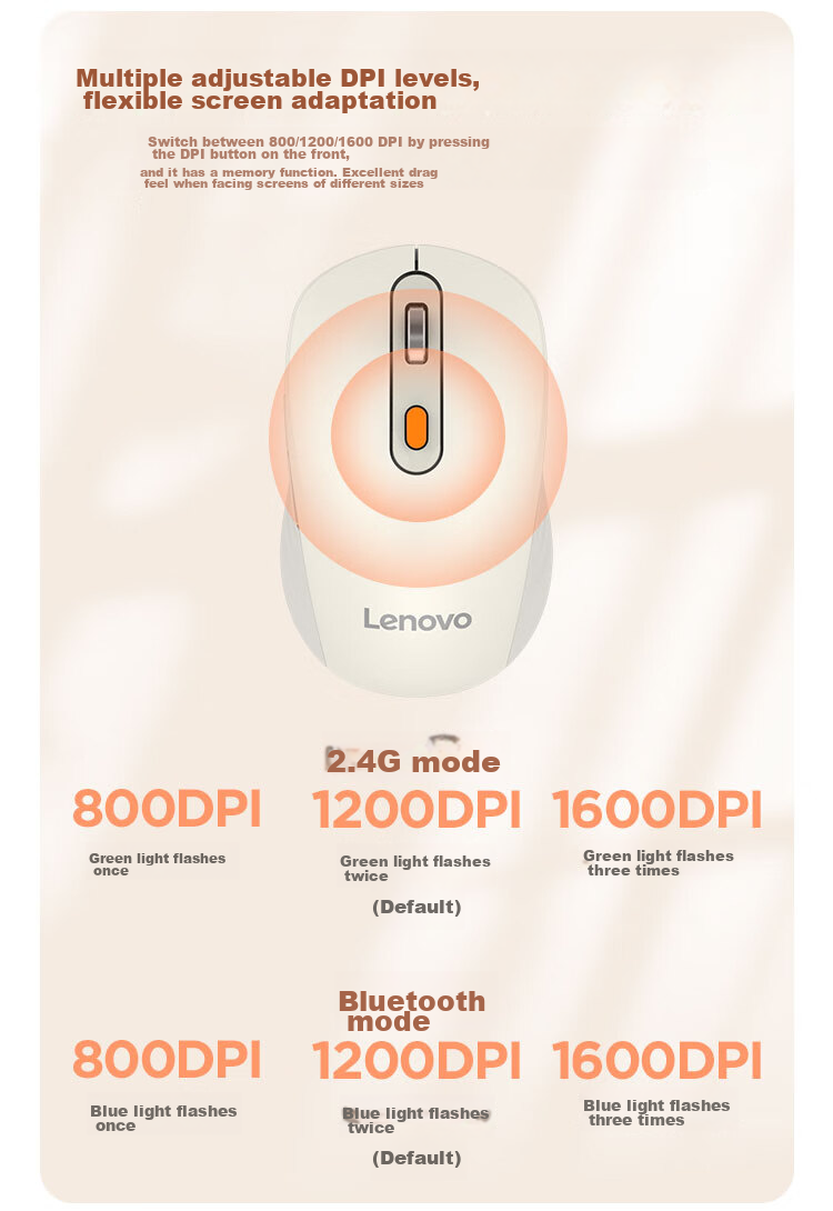 Lenovo Wireless Bluetooth Dual-Mode Mouse, Portable Office Mouse, Ergonomic Design, Compatible with Desktop All-In Computers, Laptops And Tablets, Howard Mouse 2022 Gray 2