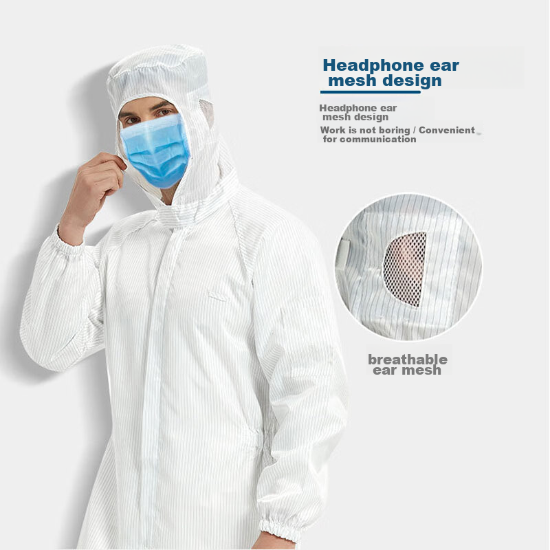Jiuqiangu Antistatic Suit, Clean Room Coverall, Full-Body Dustproof Workwear for Men And Women, Customizable, Blue, 3XL 7