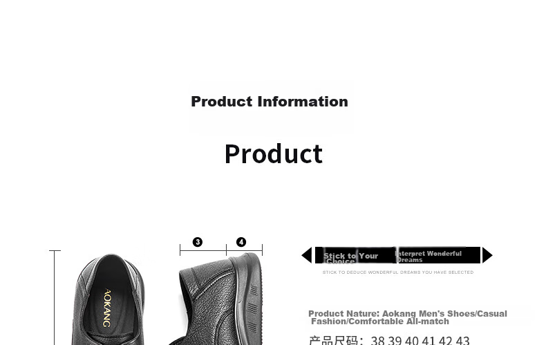 Aokang Business Casual Leather Shoes, Sheepskin Soft Sole, Comfortable Lace-Up Work Shoes, Black Size 41 6