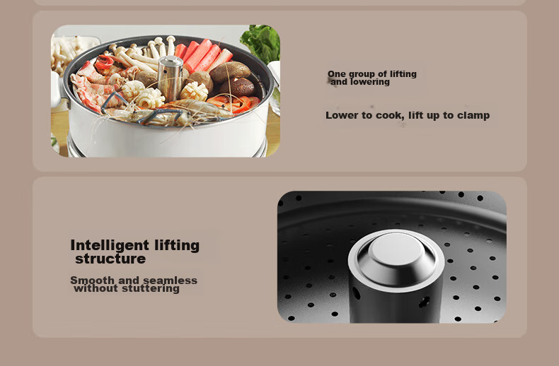 BLAUPUNKT Electric Hot Pot with Adjustable Height, Multi-Functional Cooking Pot for Home Use, 5L Detachable Electric Cooker with Magnetic Stove, Electric Stew Pot, Barbecue Meat Frying Stir-Frying Stewing Pot, Light Luxury Blue H1 9
