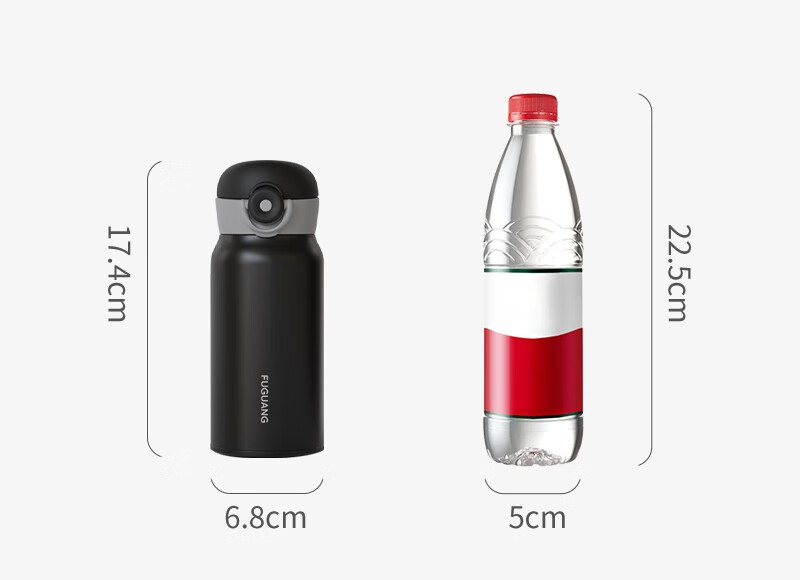 Fuguang Insulated Mug with Pop-Up Lid, 316L Stainless Steel Large Capacity Portable Student Water Bottle Car Cup 350ml 2