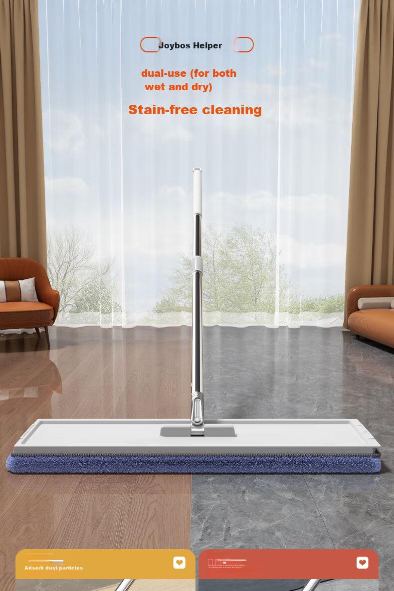 Dongfangliangjie Mop for Home Use, All-In Cleaning, 50cm Large Size, No-Hand Wet And Dry Dual-Use Flat Double Mop with Bucket, Fully Automatic Drainage 9