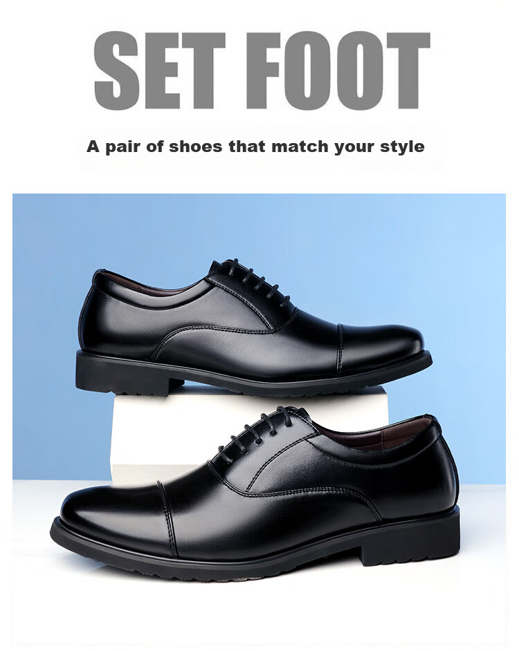 BEIOUTU Men's Leather Shoes, Fashionable Three-Joint Business Formal Shoes, Comfortable Lace-Up Casual Men's Footwear, 8827 Black, Size 40 1