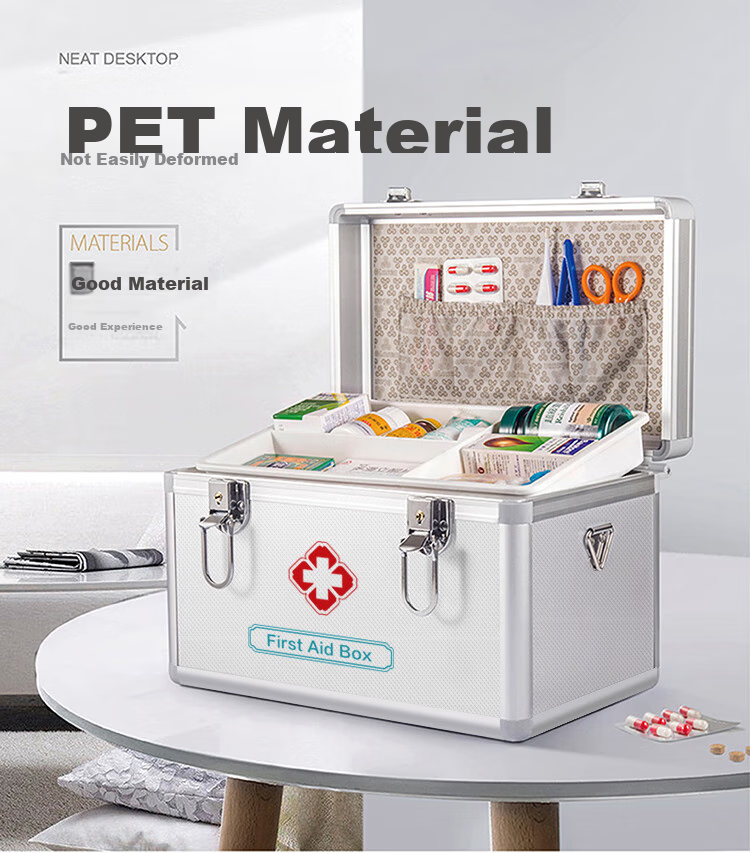 Weijian Medical Box, Home First Aid Kit with Lock, Storage Box, Family Medicine Cabinet, Aluminum Alloy 1