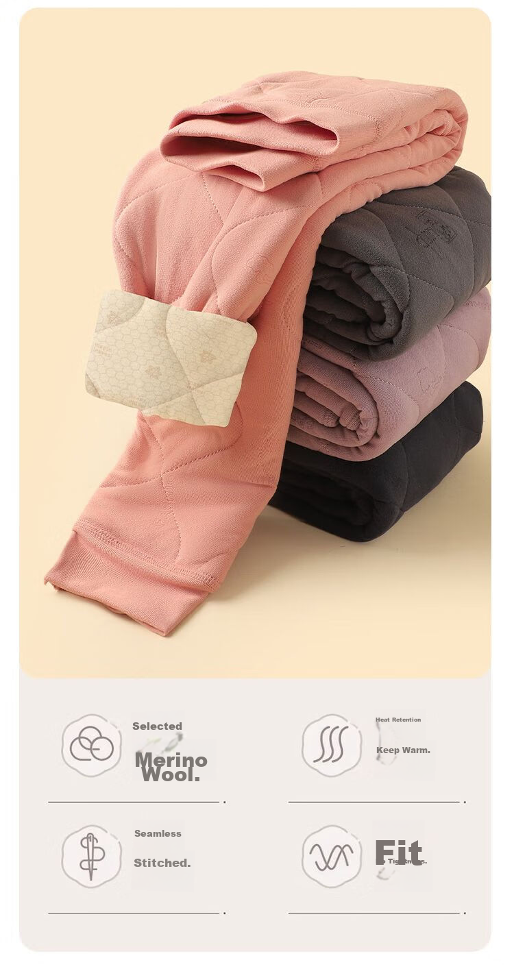 Bingxuemumian Children's Thermal Pants, Boys And Girls Fleece-Lined Thickened School Uniform Essential, Autumn Winter Woolen Long Johns for Older Children, Leggings 3