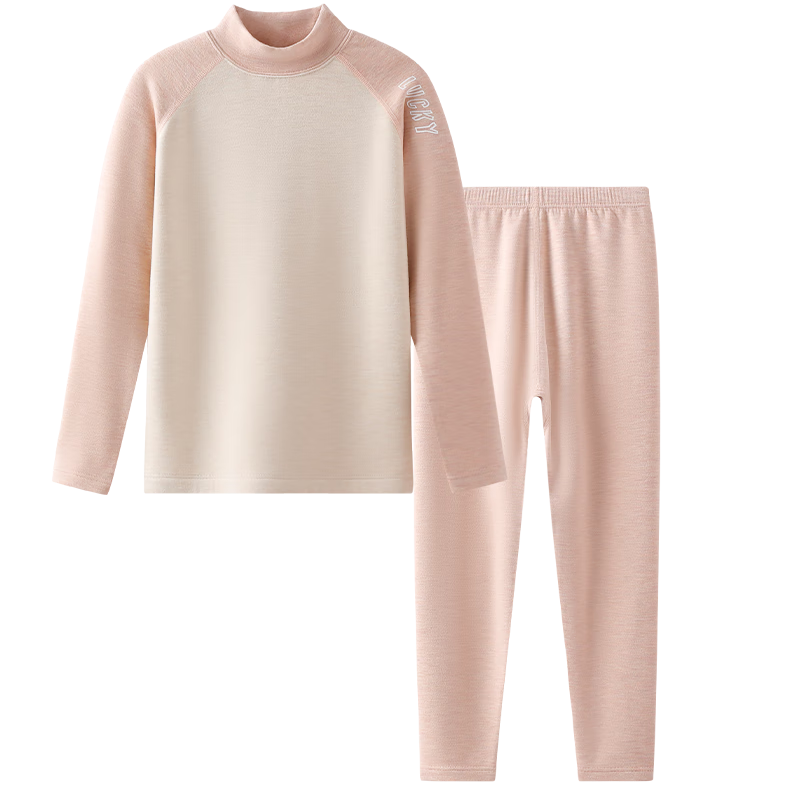 YING BO LUN Winter Girls Thermal Warm Underwear Set for Older Children, Beige, Size 170, Model 81234