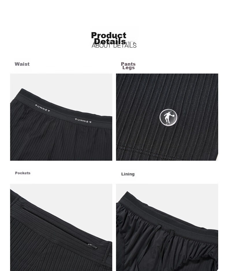 QIAODAN Men's Shorts, Feiying Half-Elastic Pants, Sports Trousers for Men, Professional Tight-Fitting Marathon Running Five-Point Shorts, Racing Compression Pants 17