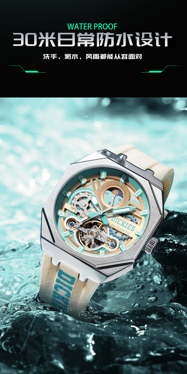 Dickies Mechanical Watch, Student Men's Fully Automatic Skeleton Luminous Watch, Mechanical Gift for Boyfriend, Valentine's Day Present, CL-485 8
