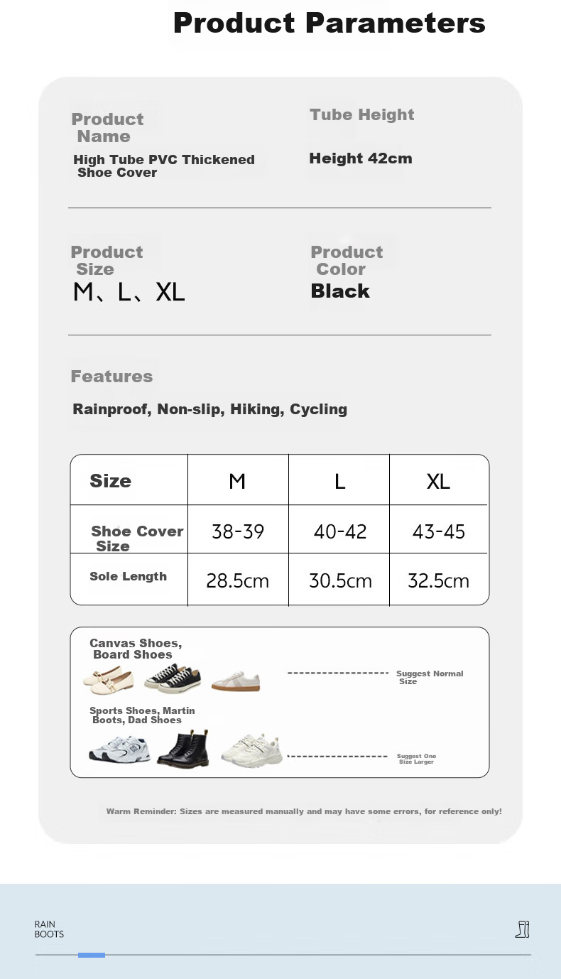 Leyoubaiyi Rain Boot Covers, High-Top M Size Long Rain Boots, Thickened Wear-Resistant Non-Slip Water Shoes, Outdoor Sandproof Foot Covers for Men And Wome 4