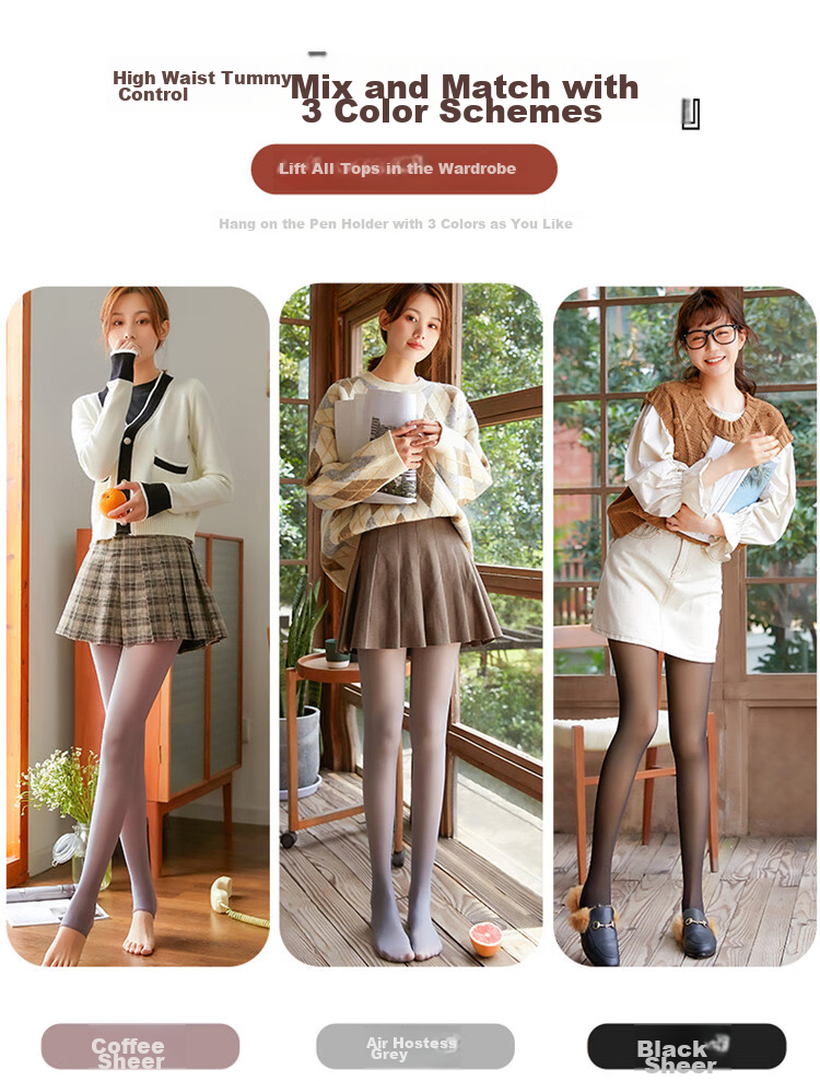 LangSha Women's Leggings, Thickened And Fleece-Lined Pants, Seamless Skin-Like Tights, Plus-Size Outer Wear, Spring And Autumn Fake Sheer Stockings 13