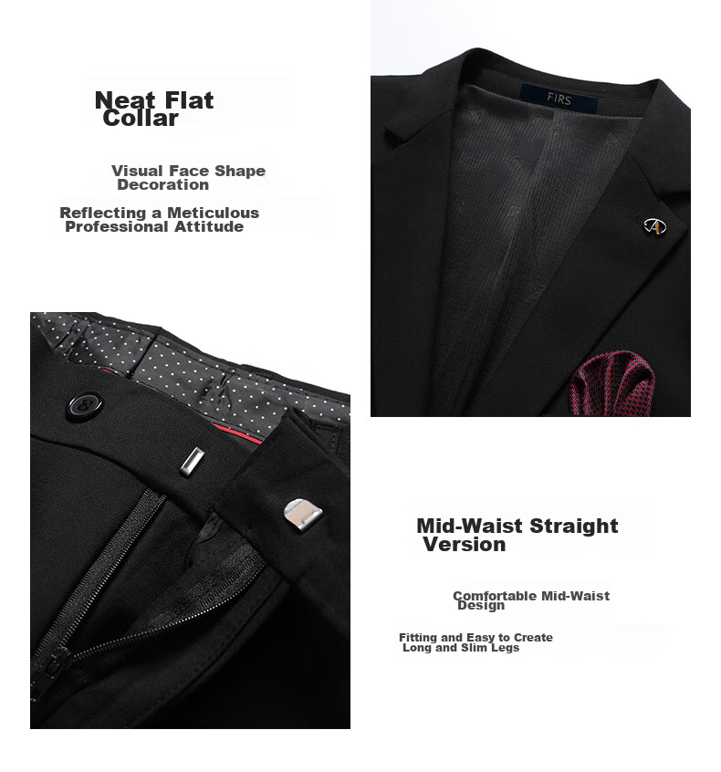 FIRS Men's Suit Set, Slim Fit Professional Formal Wear, Business Attire for Groomsmen And Groom, Wedding Attire for Me 3