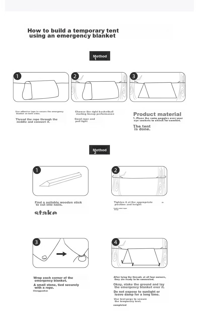 JOYTOUR Sun Protection Emergency Blanket, Thermal Blanket, Hiking Outdoor Aluminum Film First Aid Blanket, Wilderness Survival Emergency Blanket, Silver Color 7