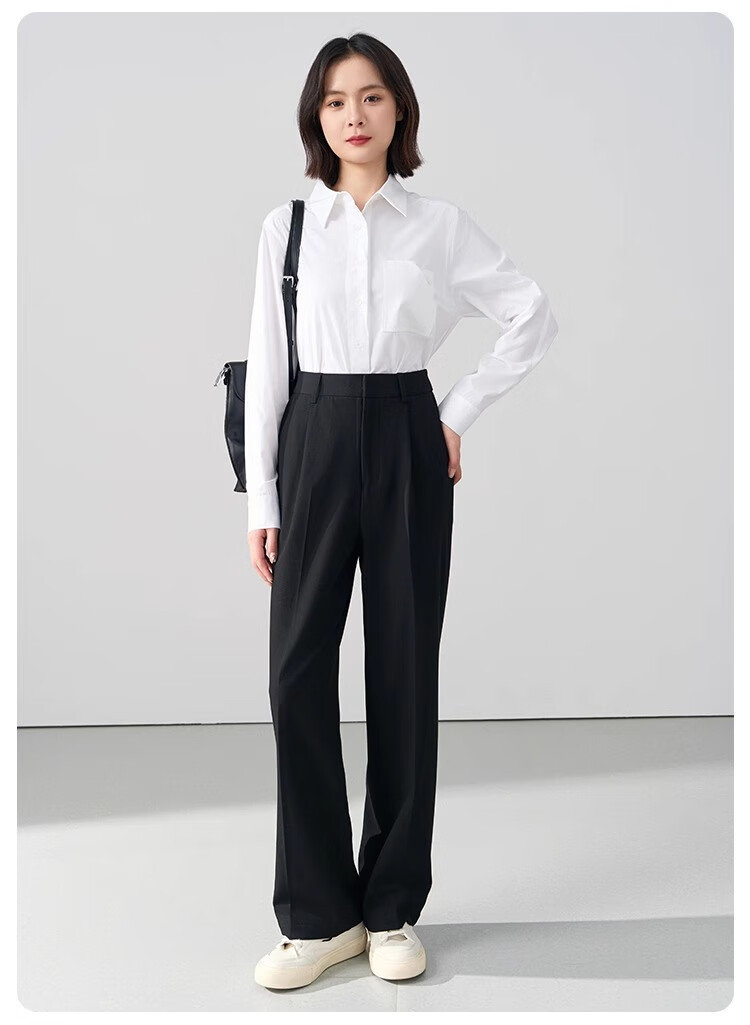 Bodexiaojie Women's Formal Suit Pants, Straight-Leg Trousers for Petite Figures, Professional Interview Attire, Black Dress Pants, Size S 13